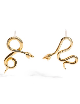Aretes de serpiente de oro amarillo con acabado baño de oro 1