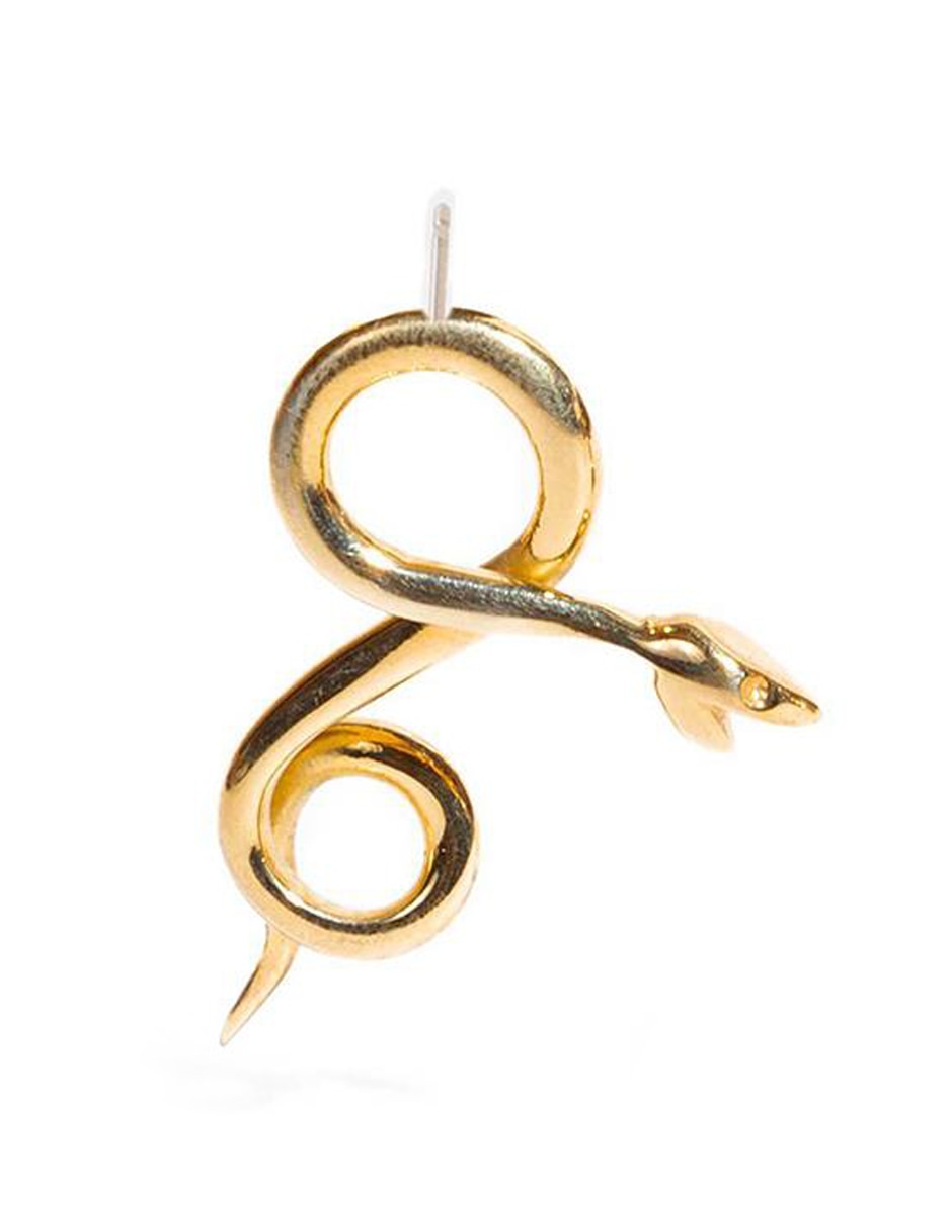 Aretes de serpiente de oro amarillo con acabado baño de oro 2