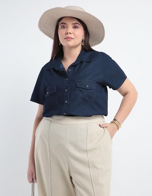 Blusa camisera manga corta para mujer 1
