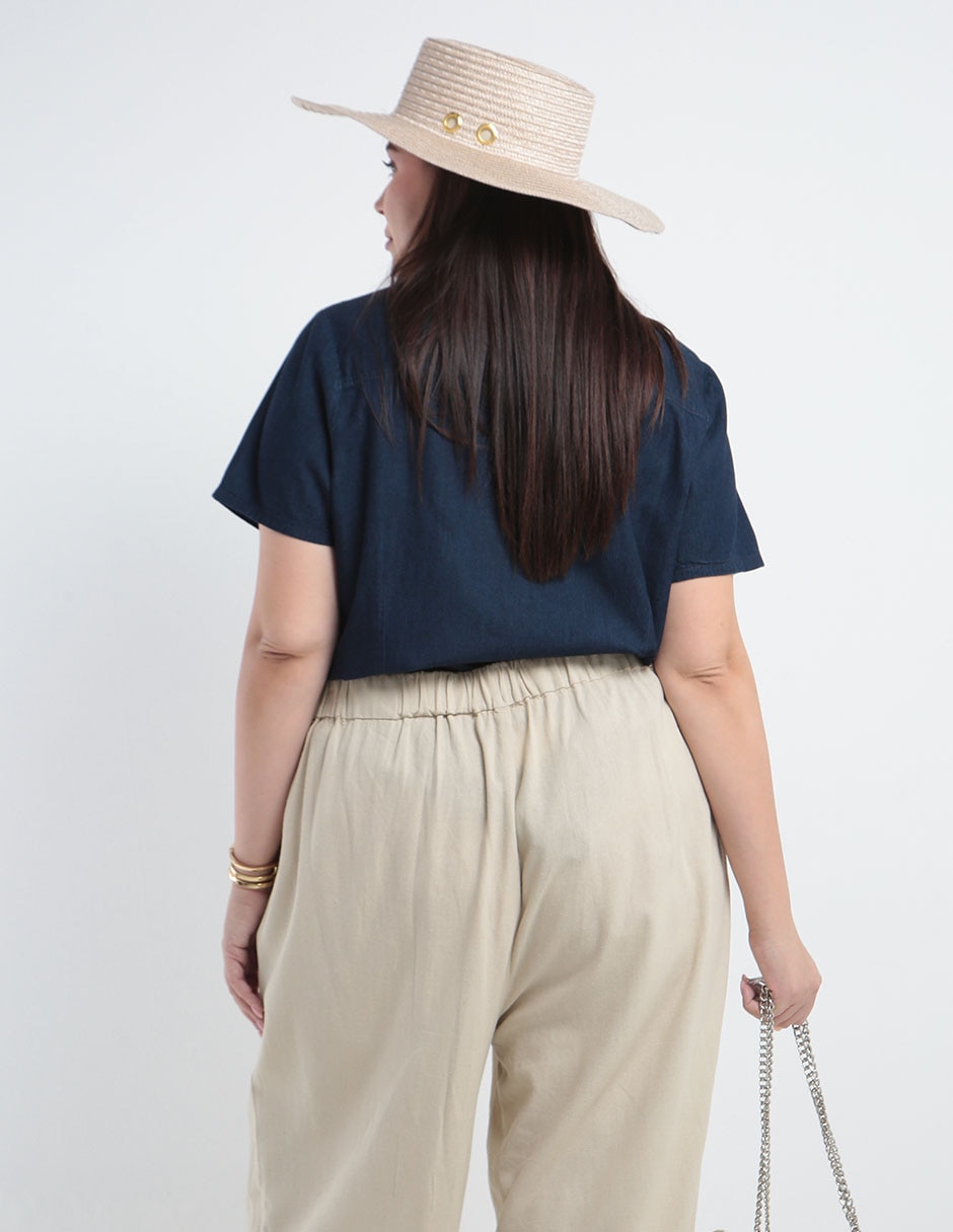 Blusa camisera manga corta para mujer 6