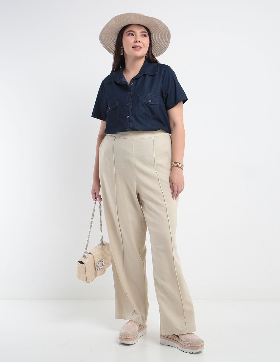 Blusa camisera manga corta para mujer 7