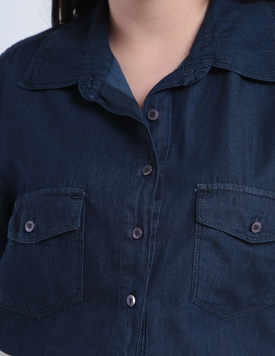 Blusa camisera manga corta para mujer 8