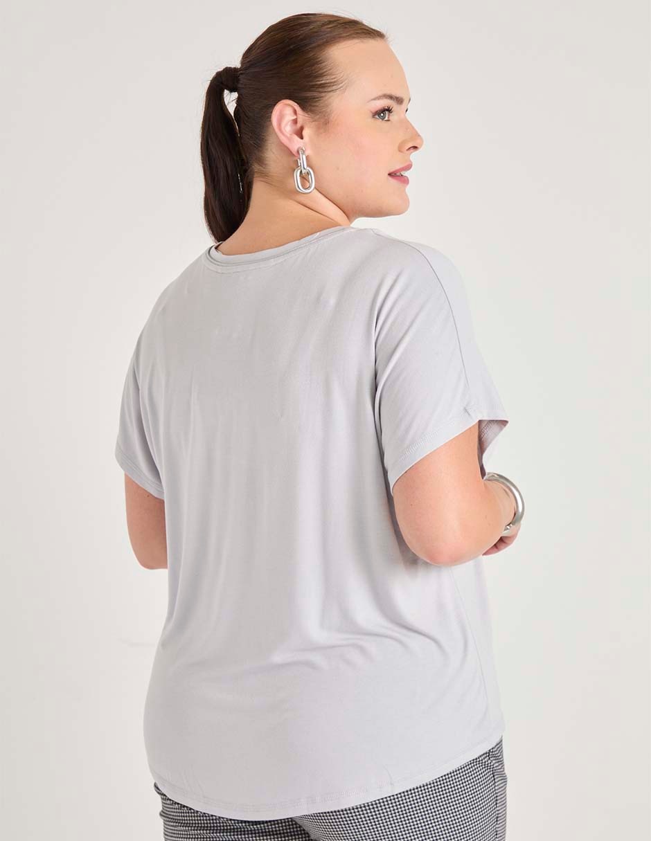 Playera manga corta cuello V para mujer