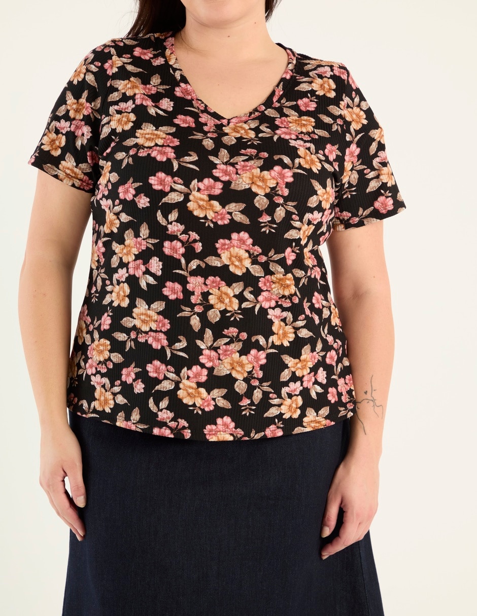 Playera manga corta Lieb Plus cuello v para mujer