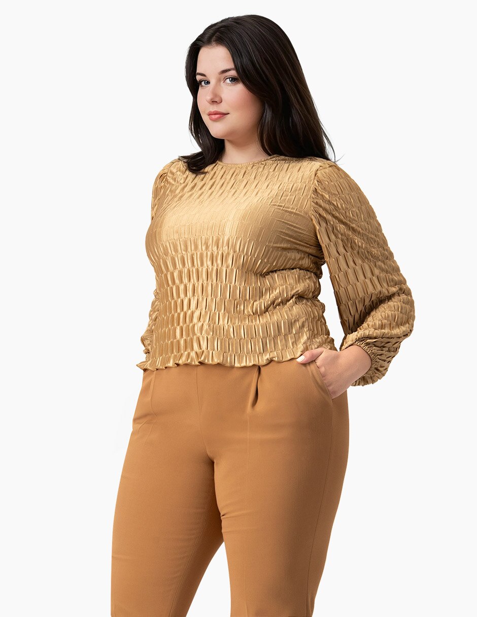 Blusa Ivonne Plus manga larga para mujer