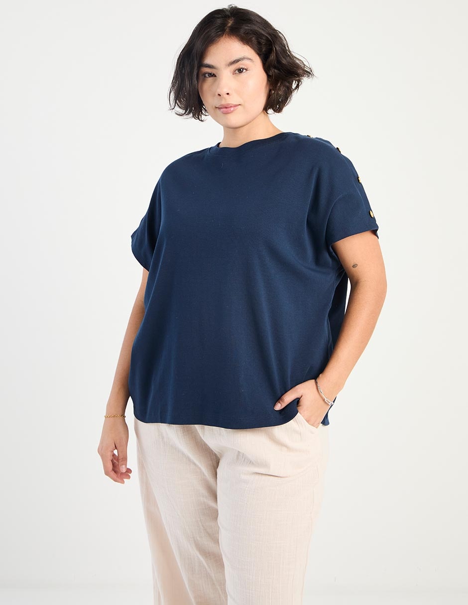 Playera manga corta Tommy Plus cuello redondo para mujer