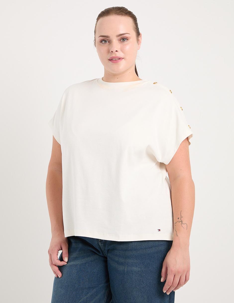 Playera manga corta Tommy Plus cuello redondo para mujer 1