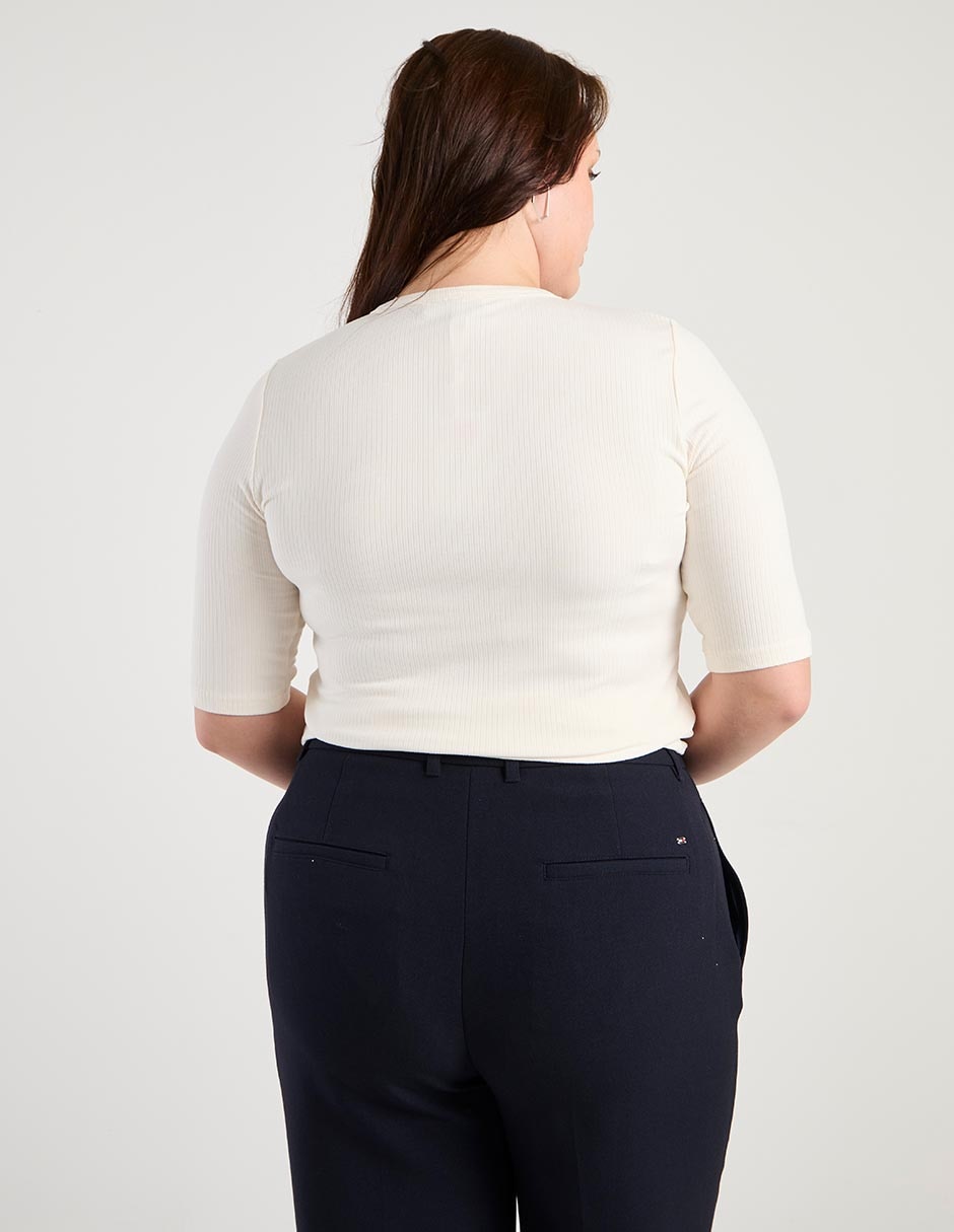 Playera manga al codo cuello redondo para mujer 6