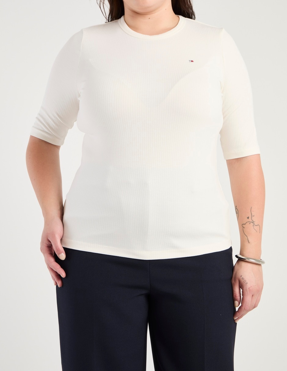 Playera manga al codo cuello redondo para mujer 9