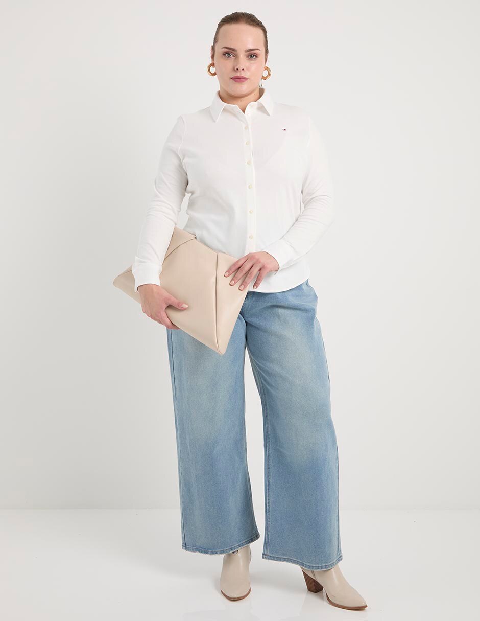 Camisa Tommy Plus de algodón manga larga para mujer