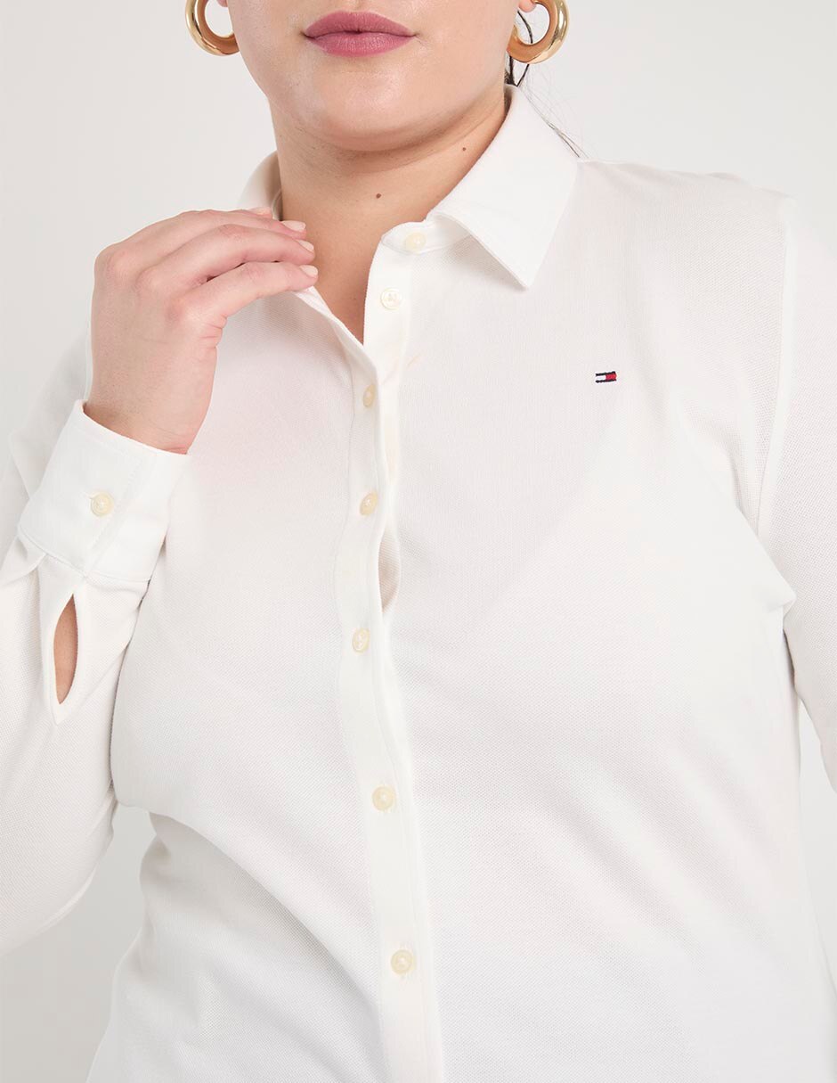 Camisa Tommy Plus de algodón manga larga para mujer
