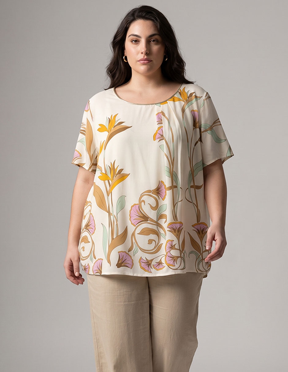 Blusa manga al codo para mujer
