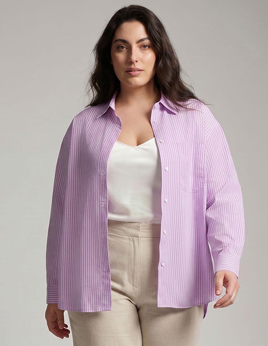 Blusa camisera manga larga para mujer