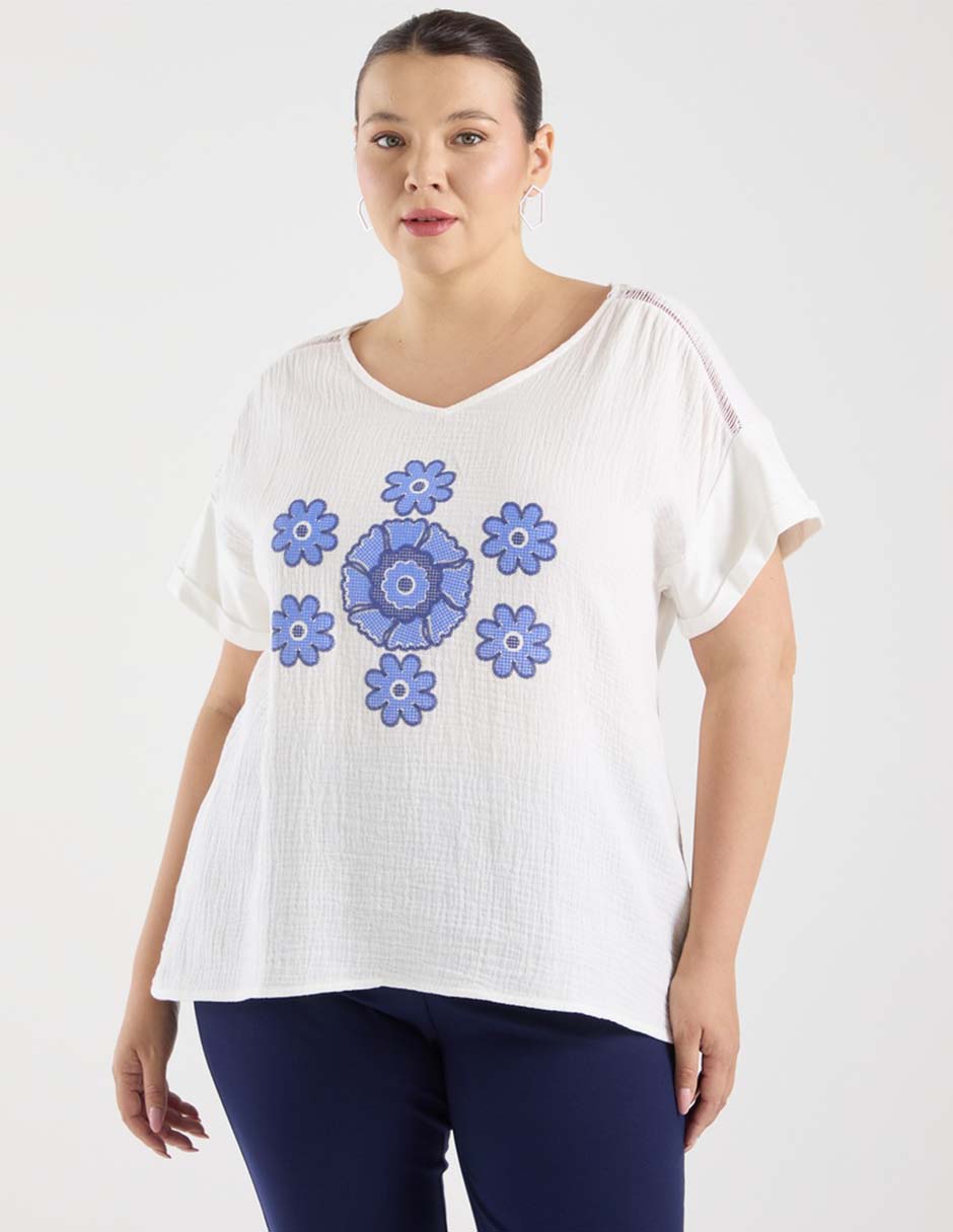 Blusa manga corta para mujer
