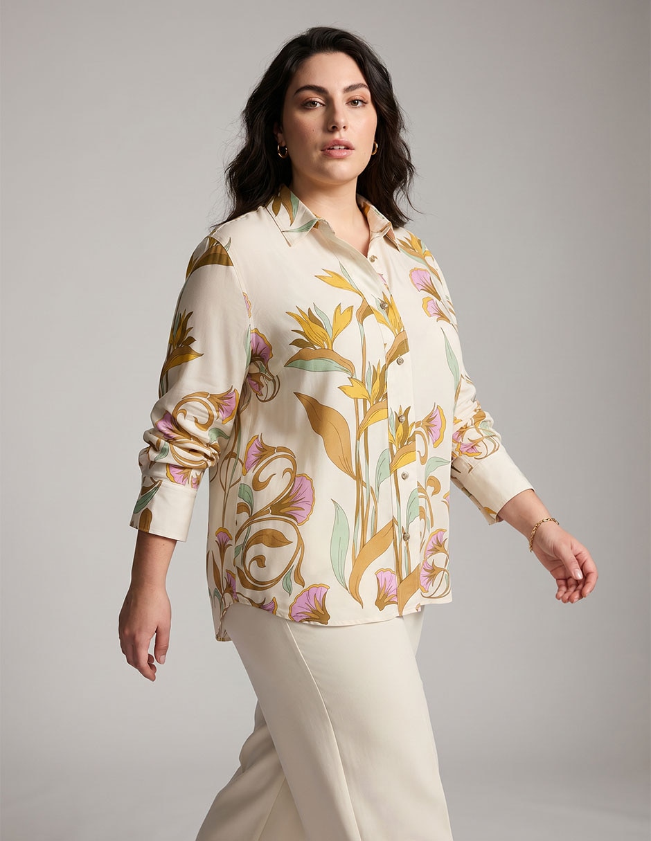 Blusa camisera manga larga para mujer