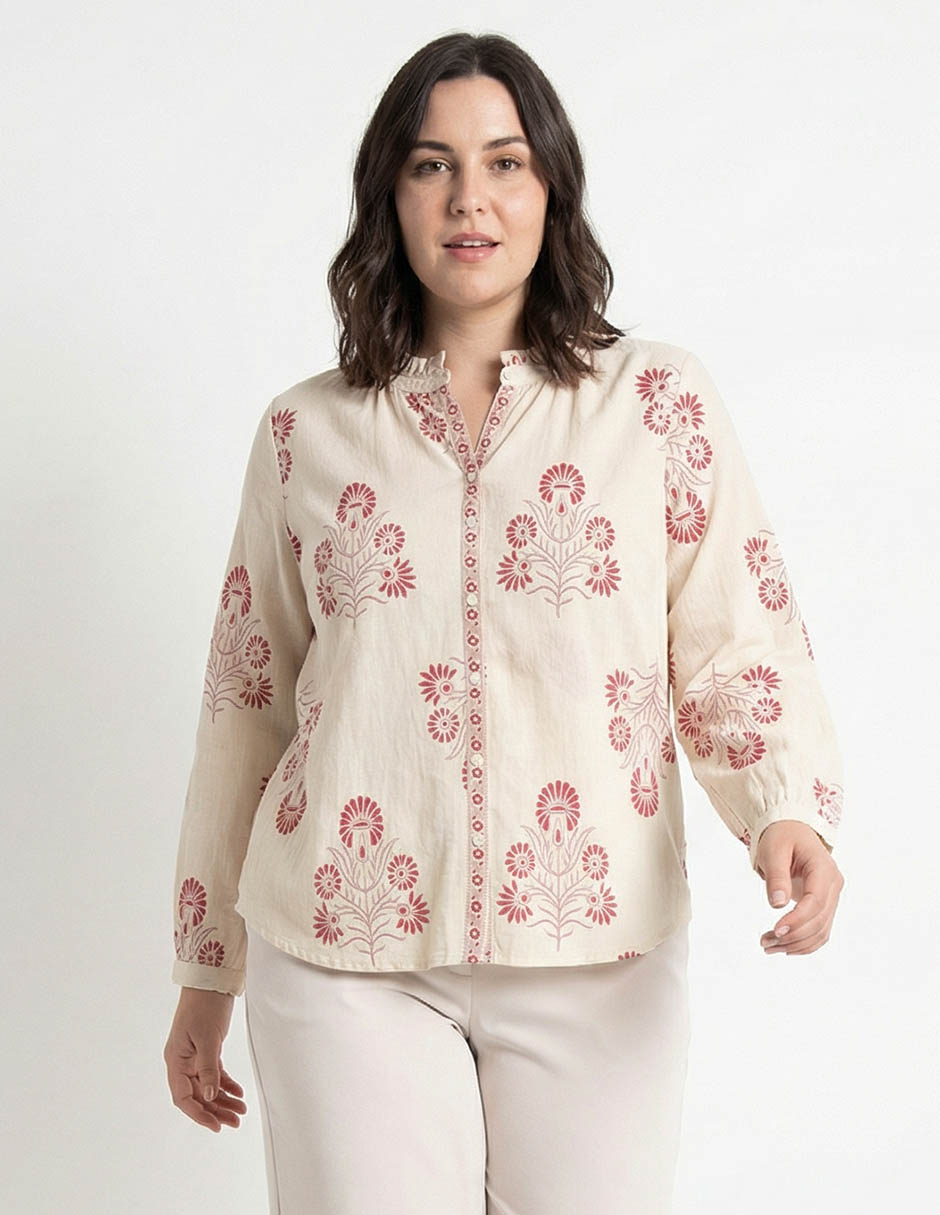 Blusa Lieb Plus manga 3/4 para mujer