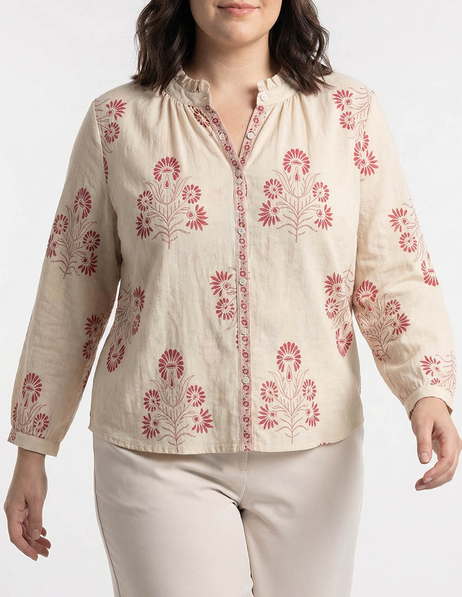 Blusa Lieb Plus manga 3/4 para mujer