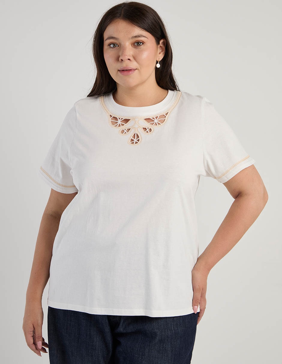 Playera manga corta cuello redondo para mujer