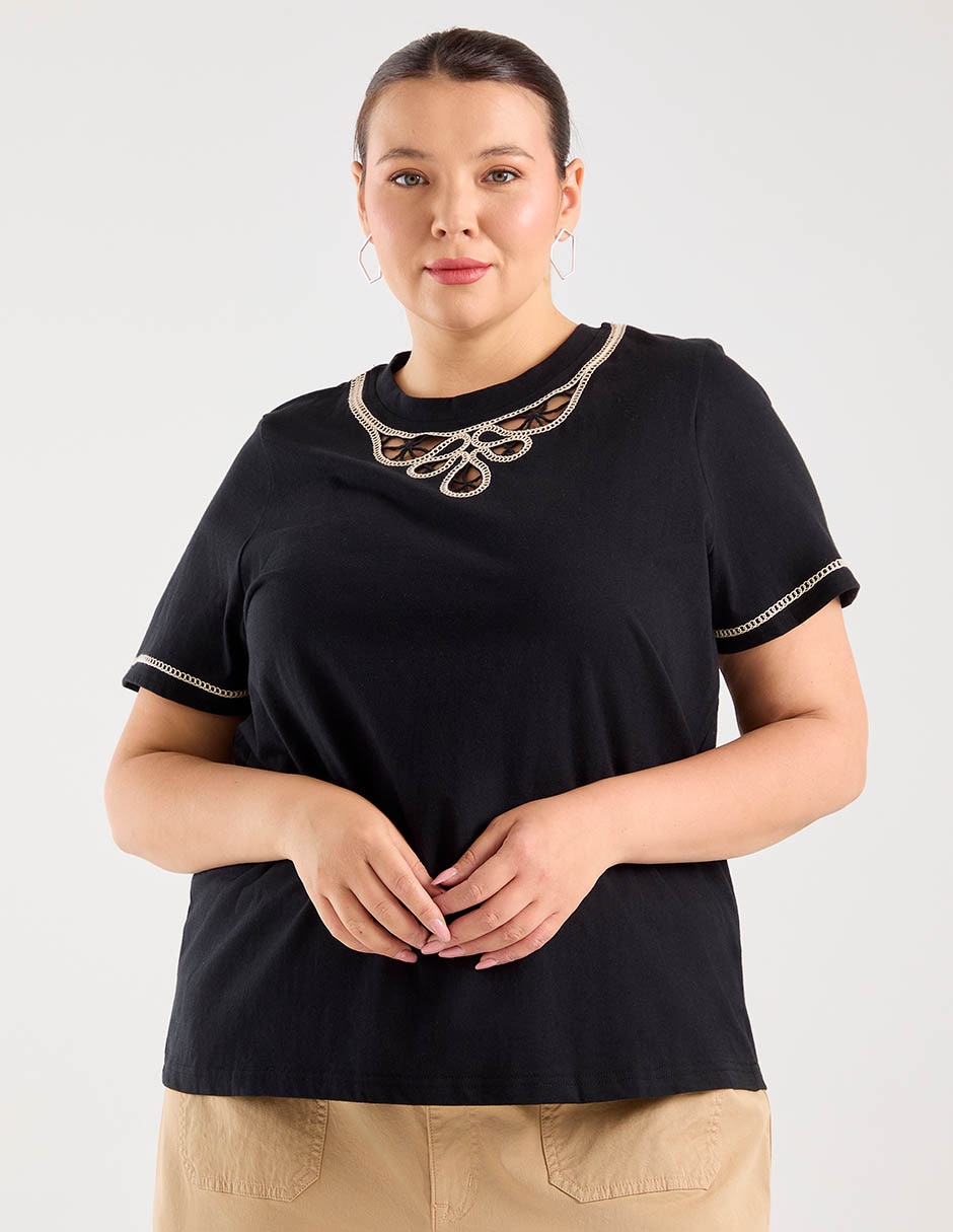 Playera manga corta cuello redondo para mujer 2