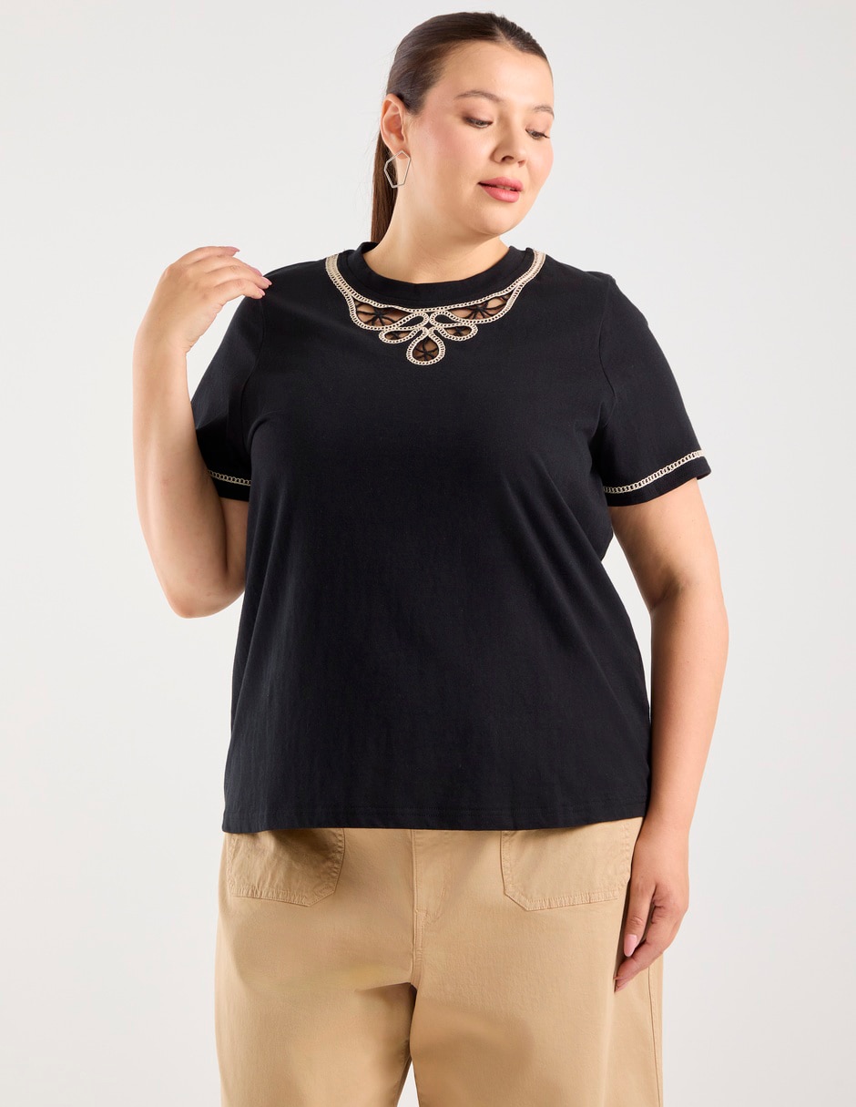 Playera manga corta cuello redondo para mujer Playera manga corta cuello redondo para mujer