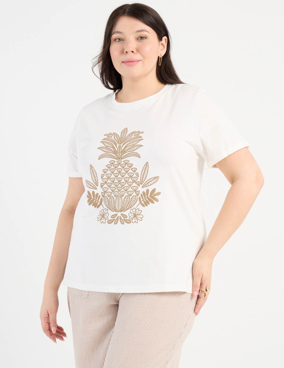 Playera manga corta cuello redondo para mujer Playera manga corta cuello redondo para mujer