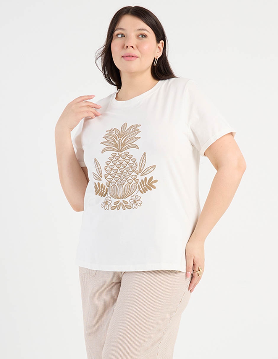 Playera manga corta Lieb Plus cuello redondo para mujer