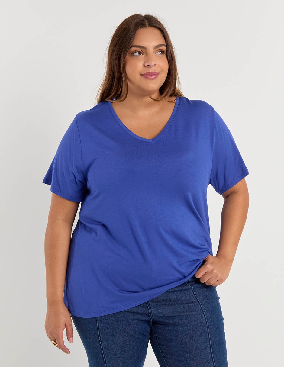 Playera manga corta cuello v para mujer Playera manga corta cuello v para mujer