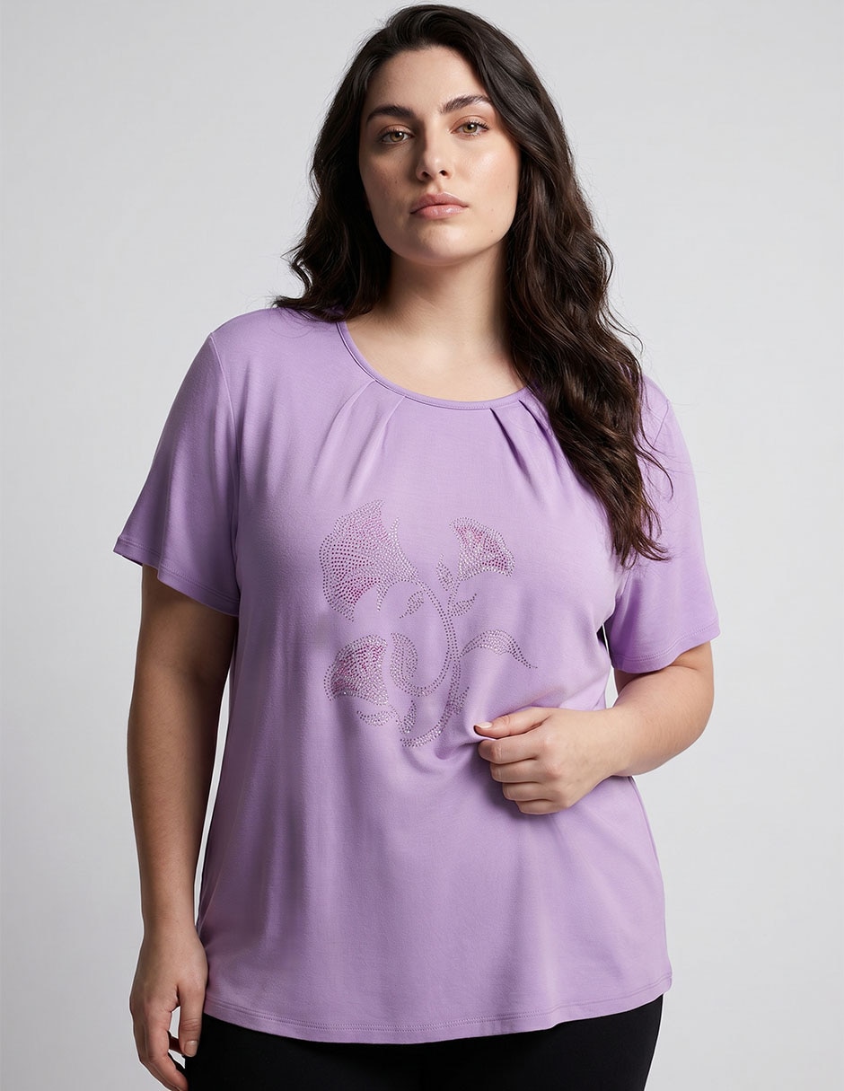 Playera manga corta cuello redondo para mujer
