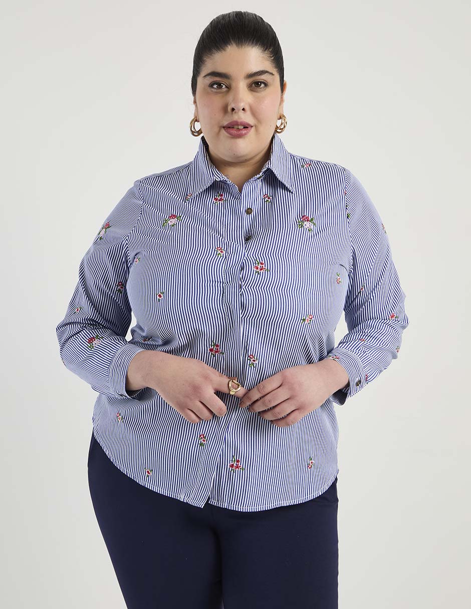 Blusa camisera Lieb Plus manga larga para mujer