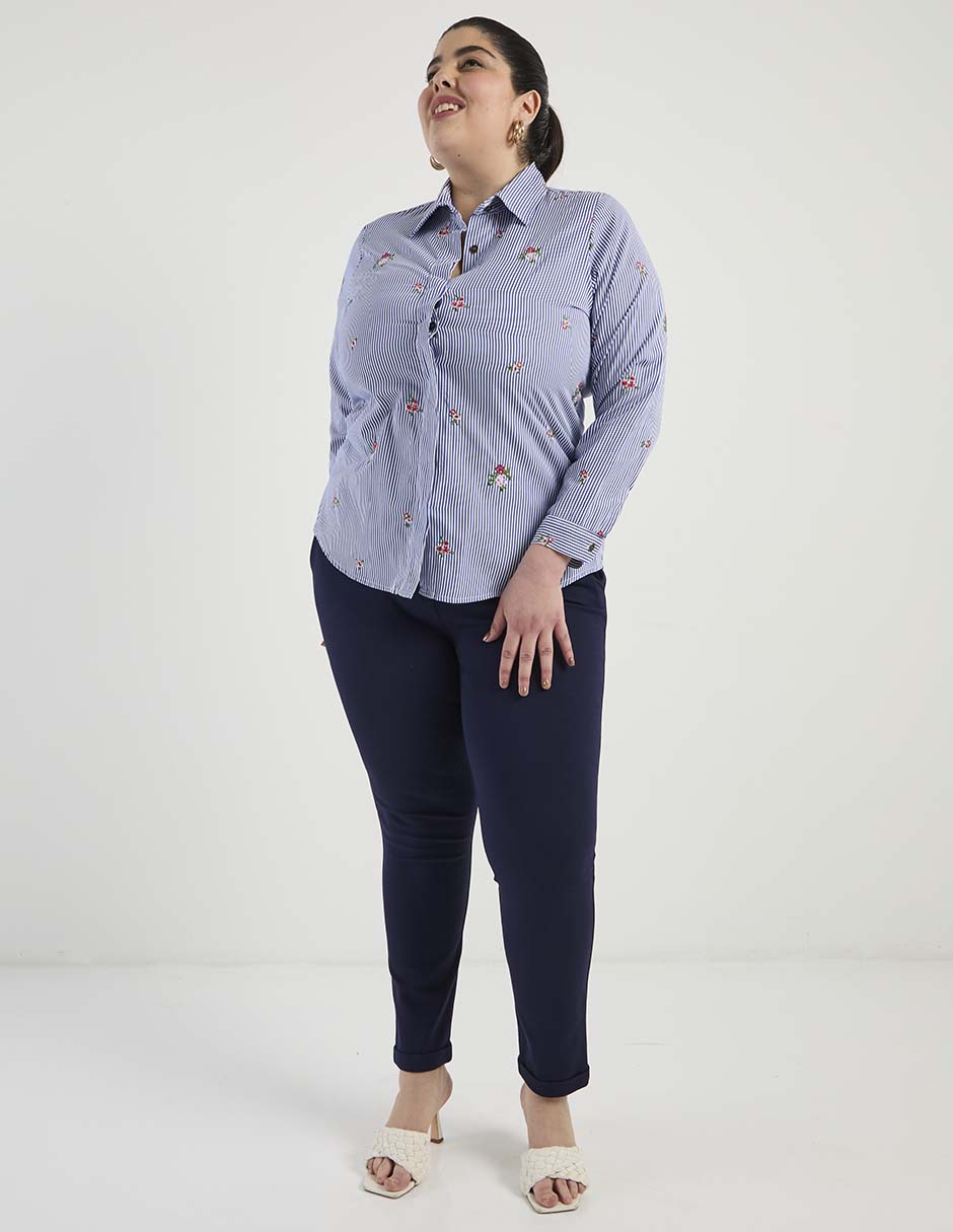 Blusa camisera Lieb Plus manga larga para mujer