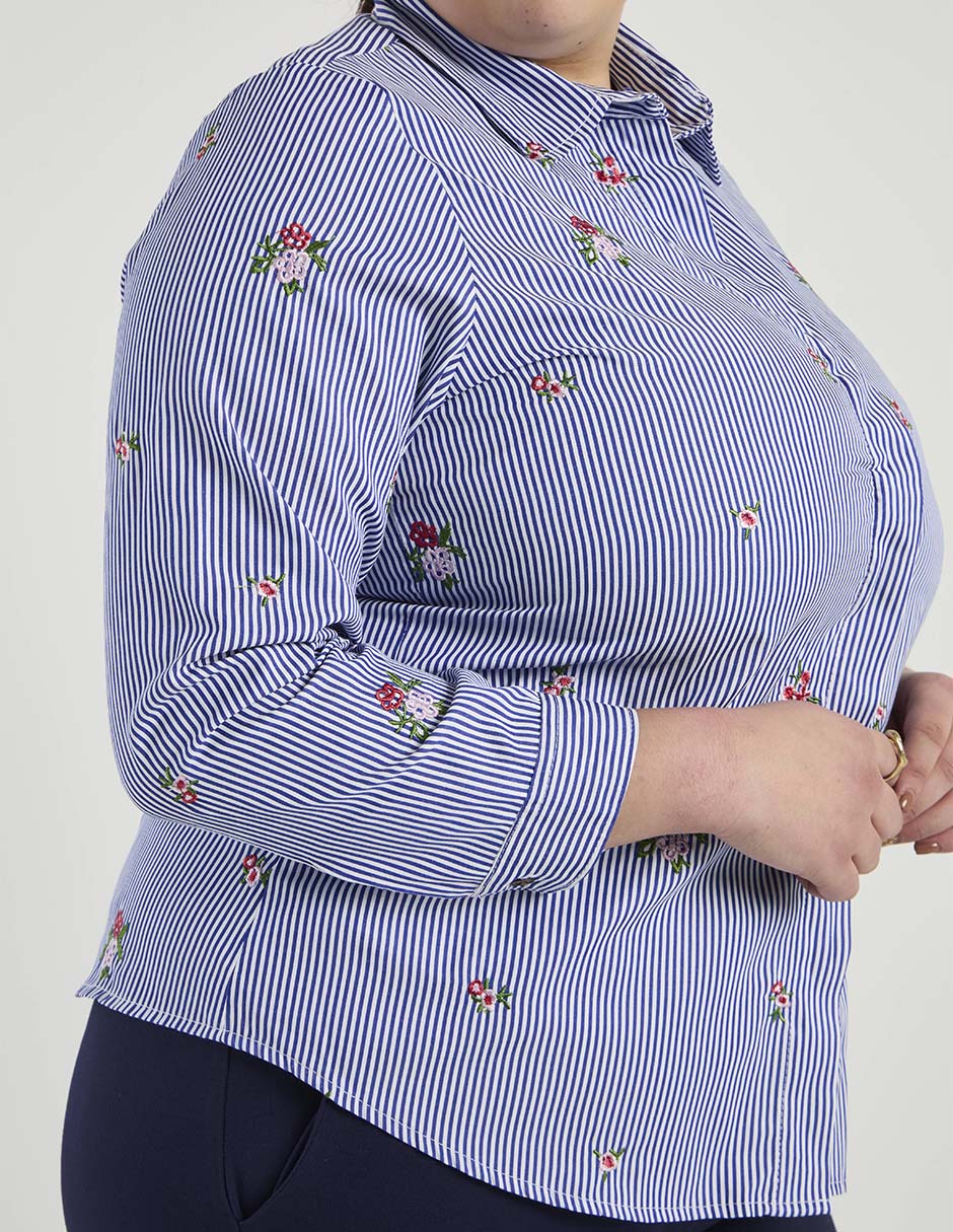 Blusa camisera Lieb Plus manga larga para mujer