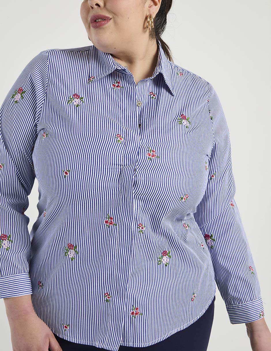 Blusa camisera Lieb Plus manga larga para mujer