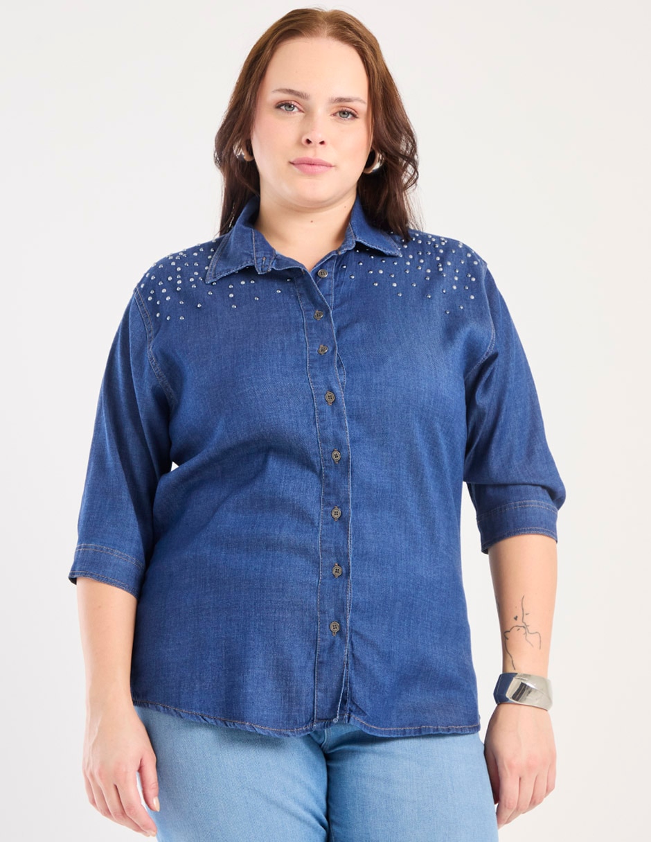 Blusa camisera manga 3/4 para mujer 1