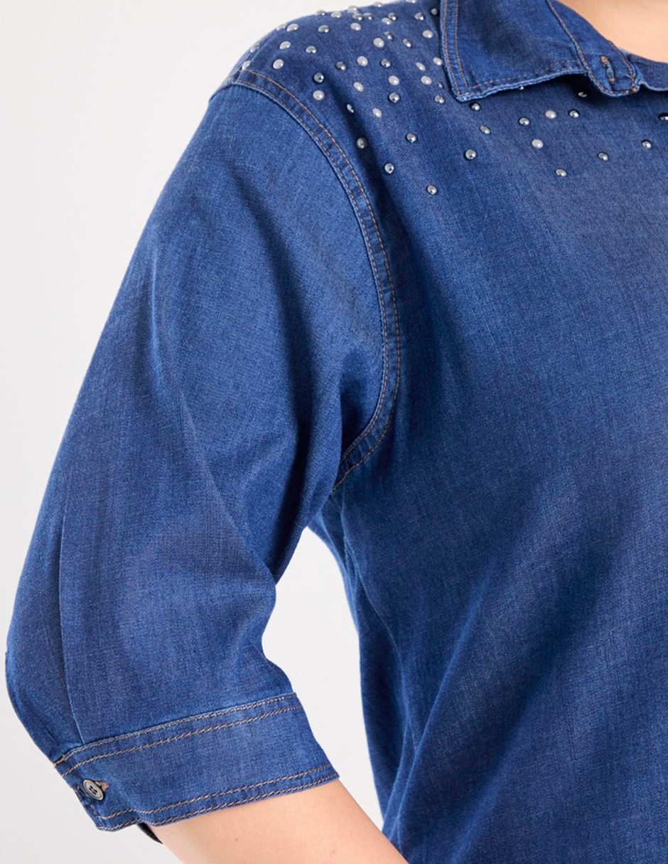 Blusa camisera manga 3/4 para mujer 7