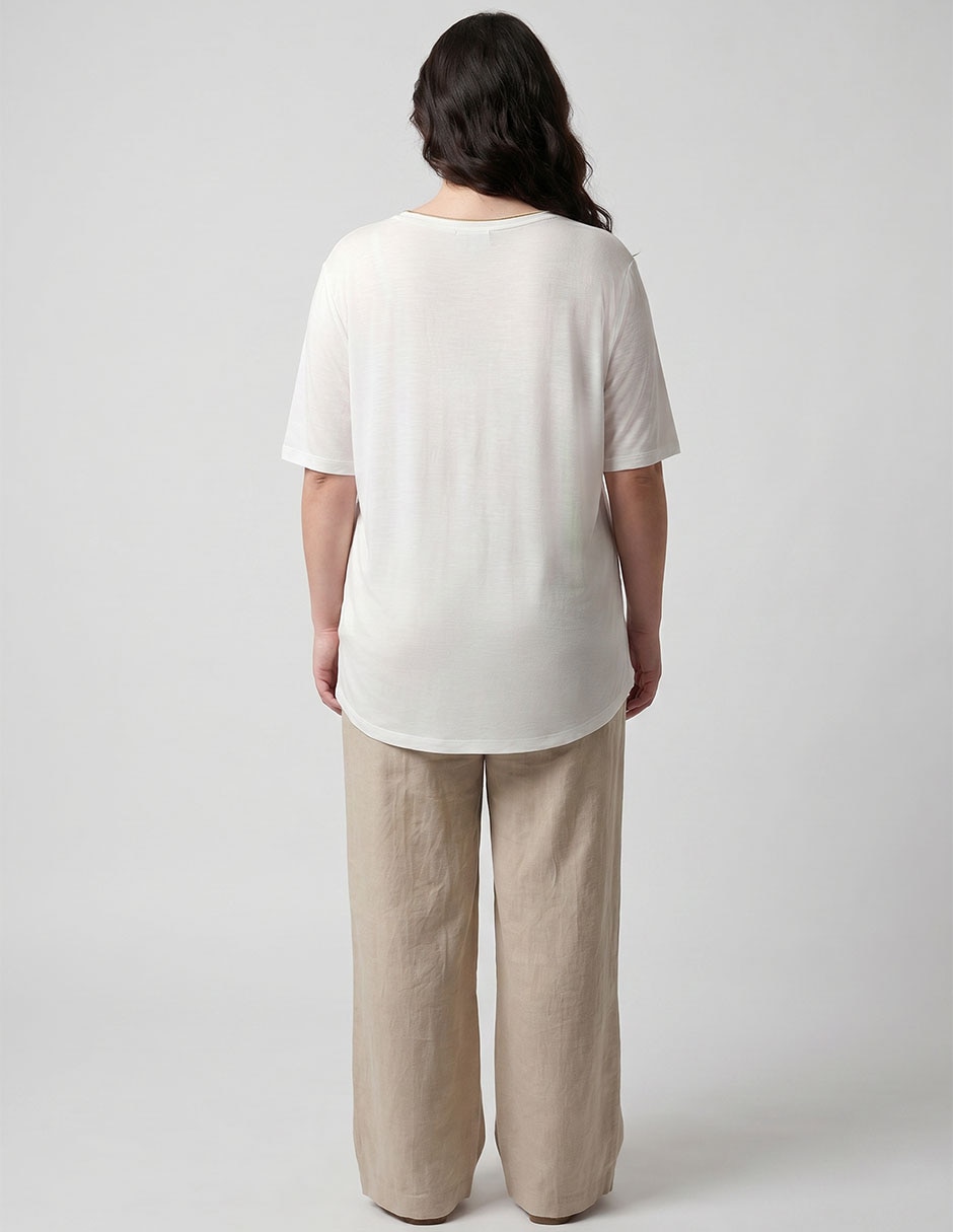 Playera manga corta cuello V para mujer 2