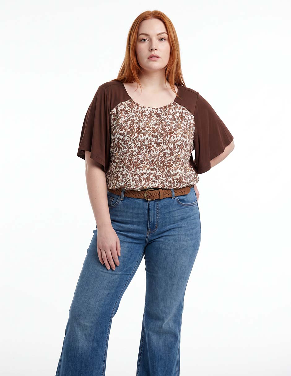 Blusa manga al codo para mujer