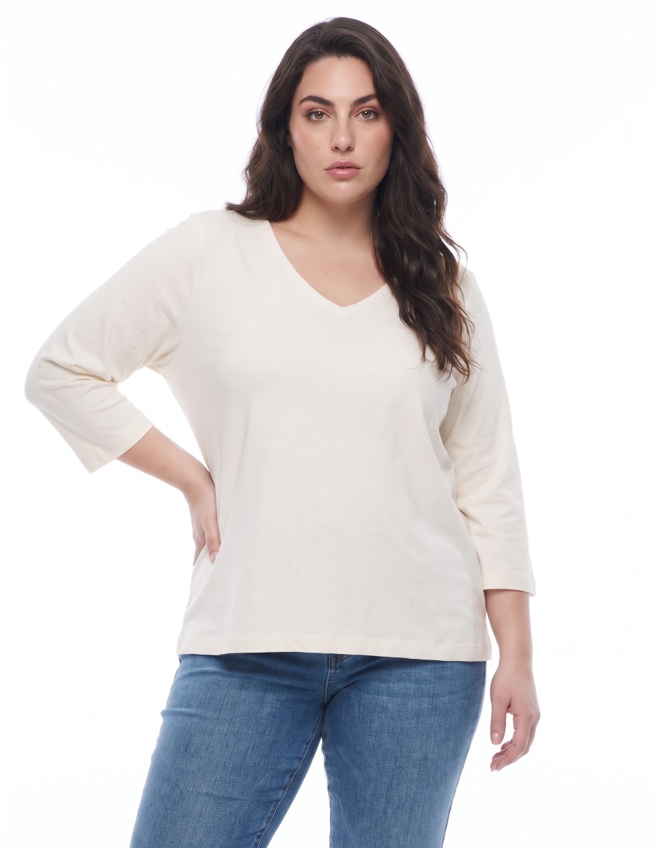 Blusa plisada manga larga para mujer