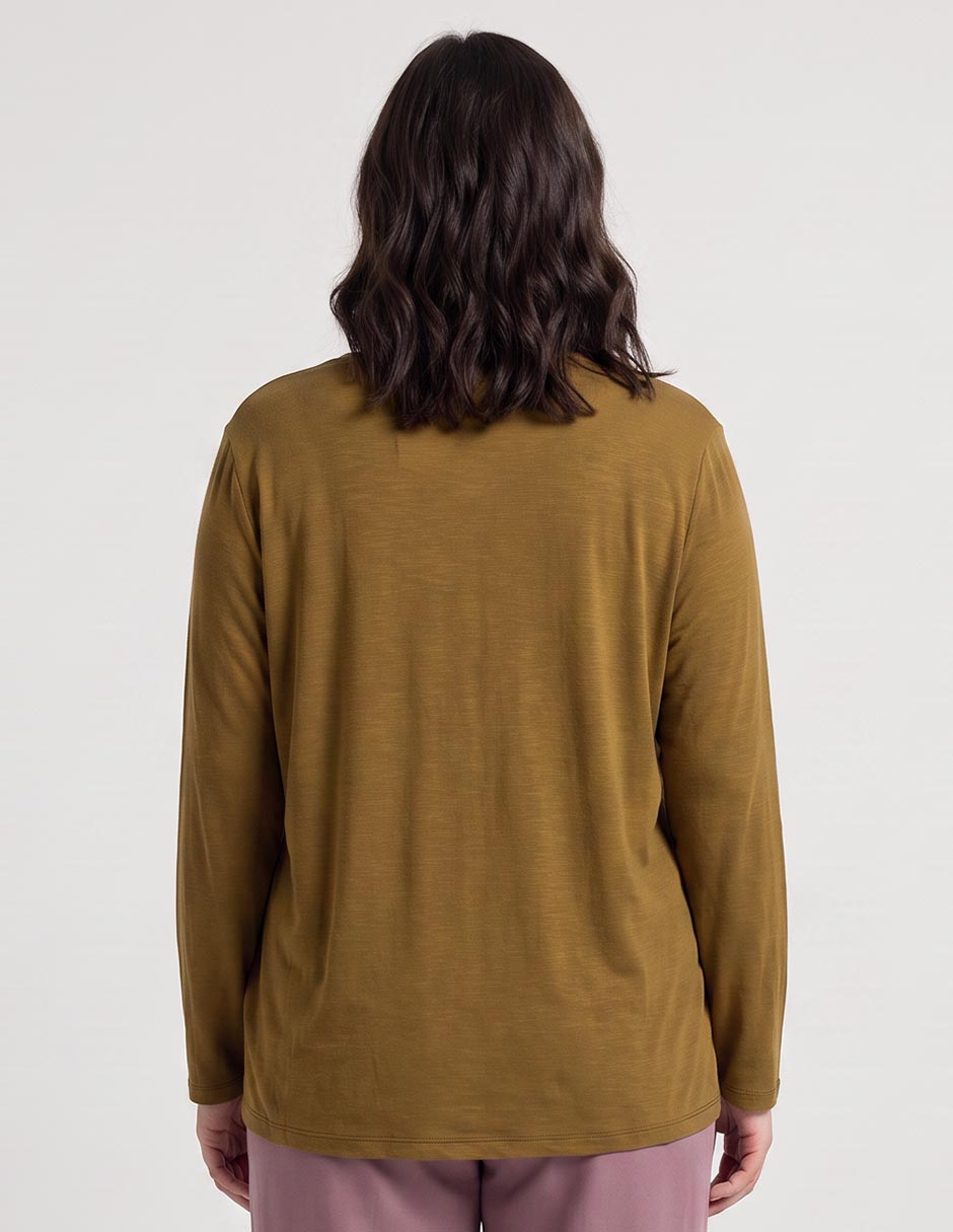 Playera manga larga cuello v mujer 3