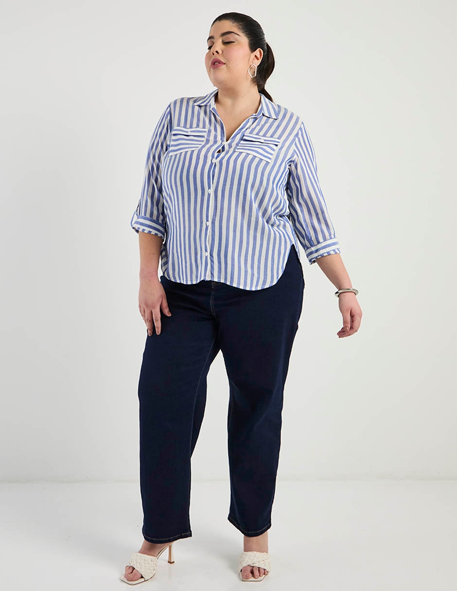 Blusa camisera manga 3/4 para mujer