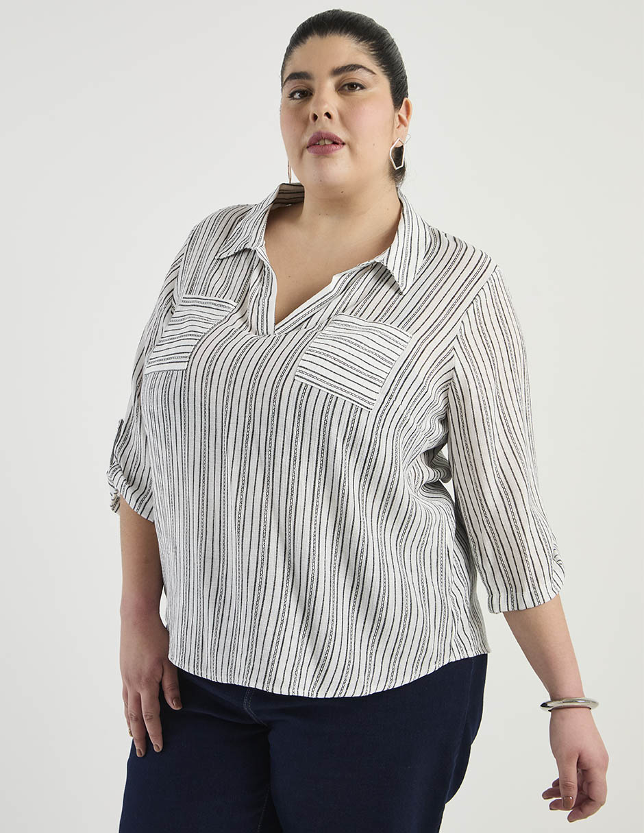 Blusa camisera manga 3/4 para mujer 1