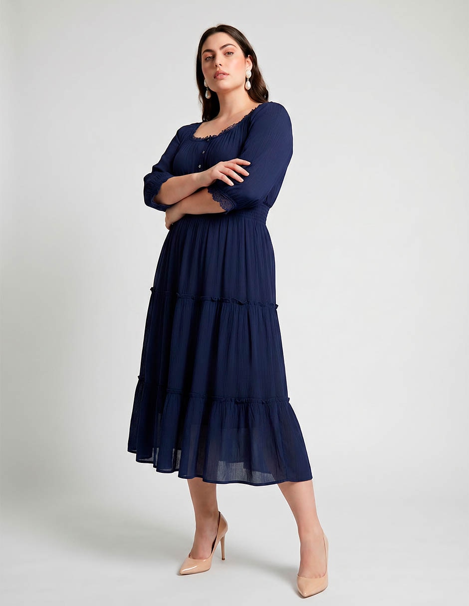 Vestido midi casual Davinchy para mujer