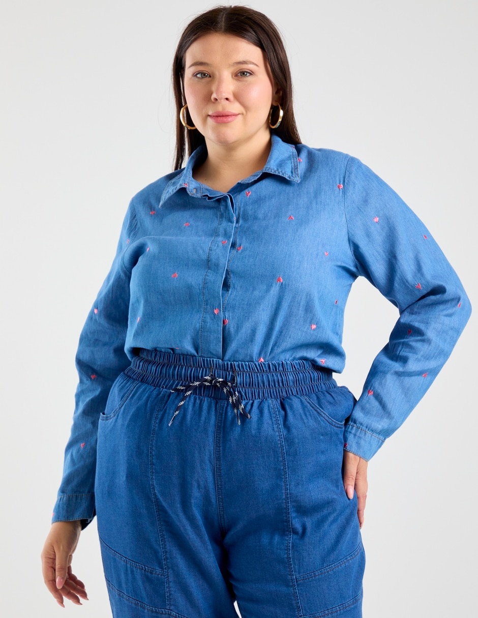 Blusa camisera manga larga para mujer 1