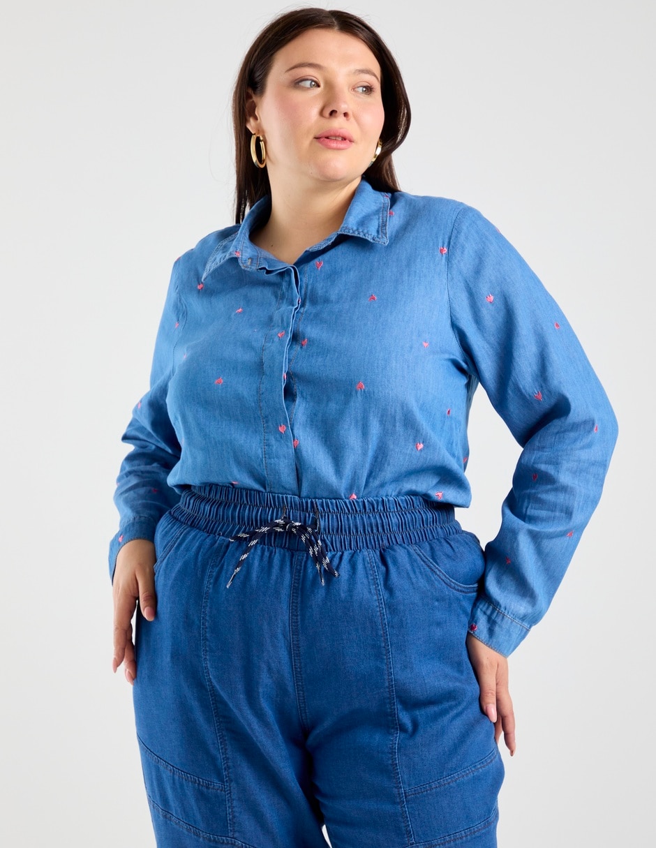 Blusa camisera manga larga para mujer 14