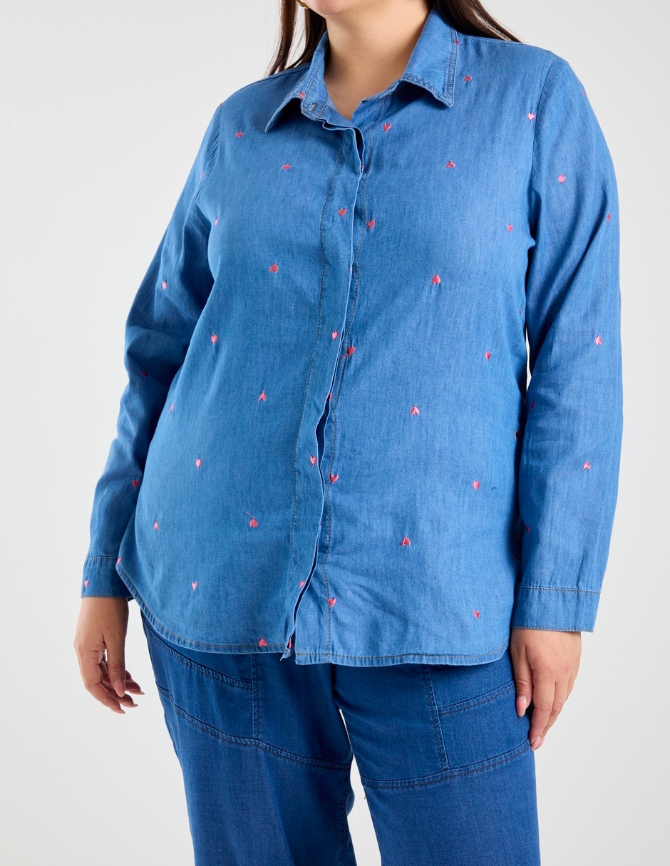 Blusa camisera manga larga para mujer 19