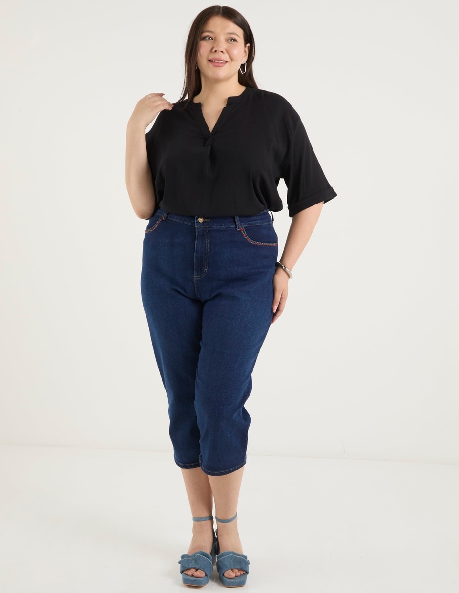 Jeans capri relaxed Lieb Plus para mujer