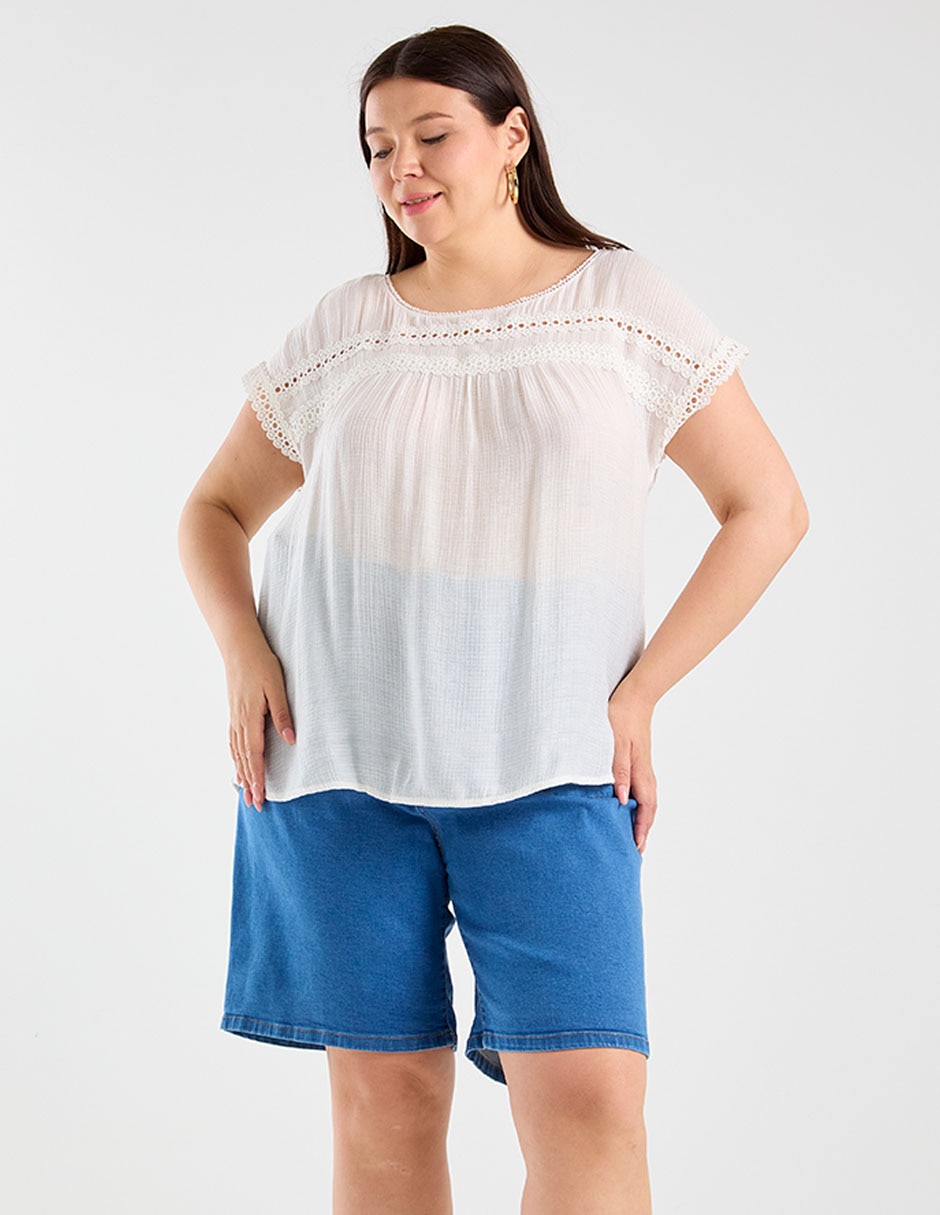 Bermuda Lieb Plus de mezclilla para mujer