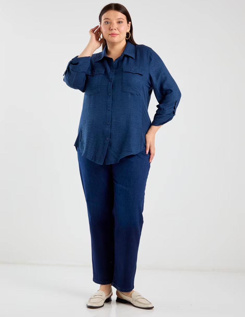Jeans straight cintura media para mujer 2