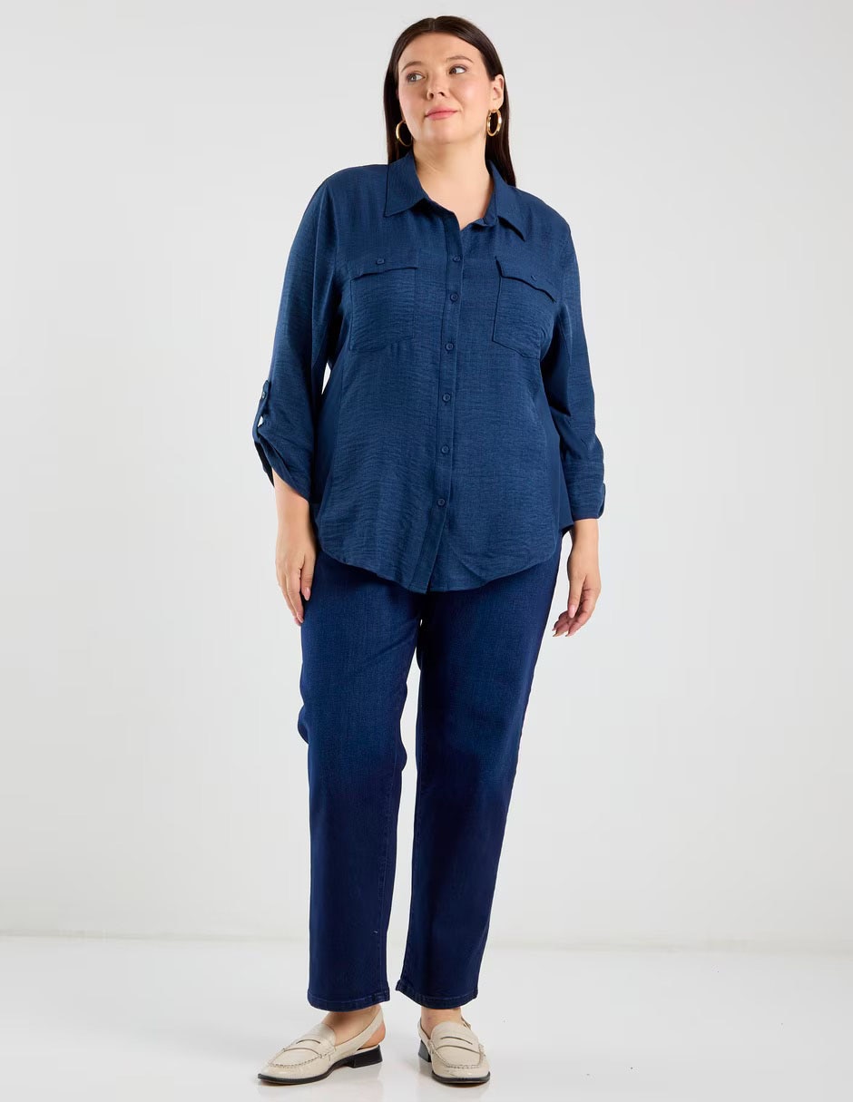 Jeans straight cintura media para mujer 3