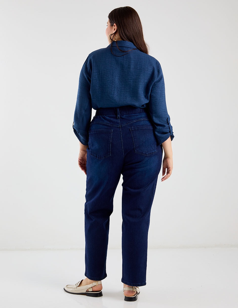 Jeans straight cintura media para mujer 6