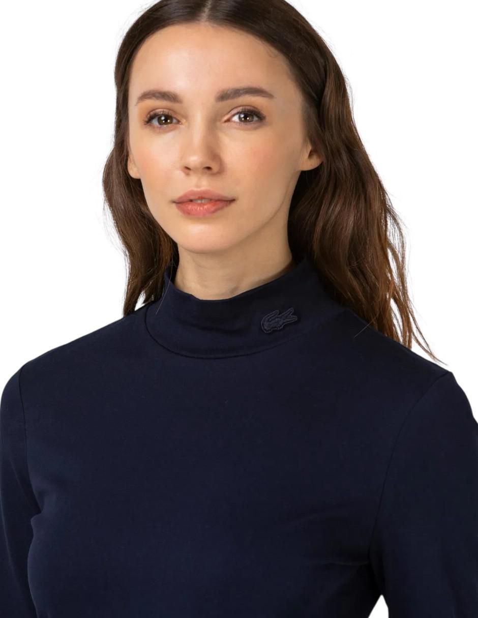 Playera manga larga cuello tortuga mujer
